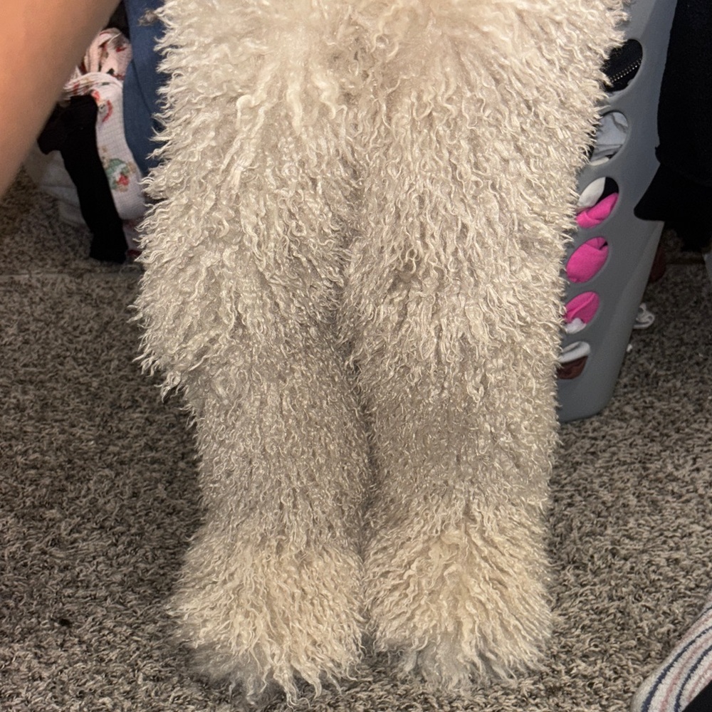 Cream-Beige Fur Boots